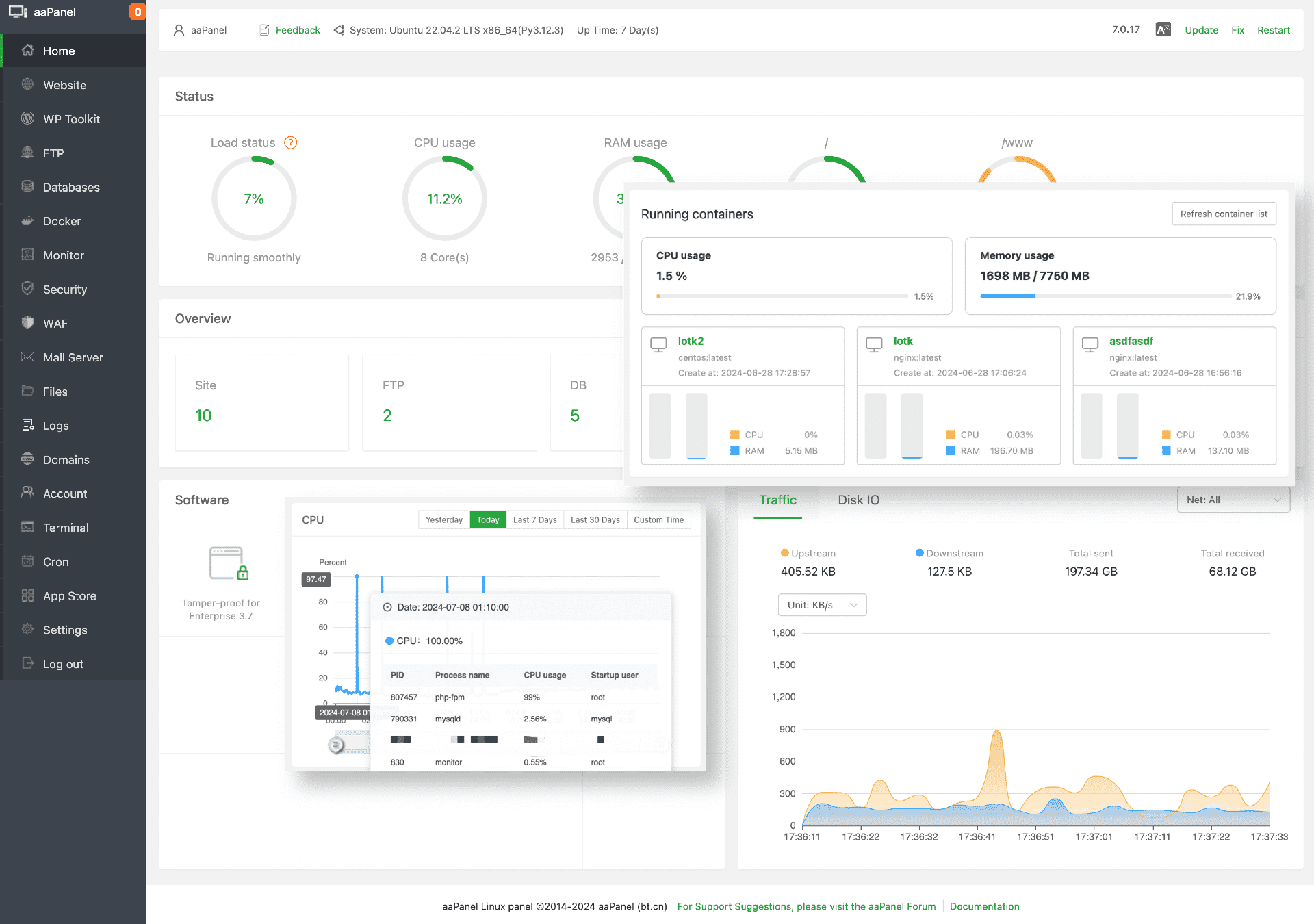 کنترل پنل مدیریت سایت رایگان aapanel جایگزینی برای cpanel