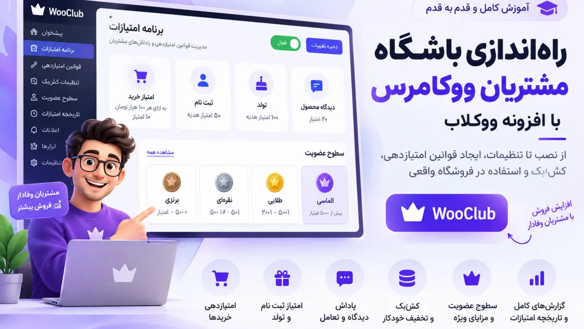 آموزش جامع ووکلاب WooClub؛ راهاندازی باشگاه مشتریان ووکامرس، قوانین امتیاز، کشبک و سطوح عضویت